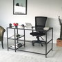 Hanah Home M101 Mesa de Estudio 130x60cm Cristal Templado y Metal Negro Diseño Moderno Industrial